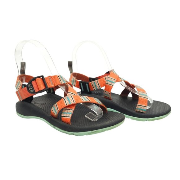 Chaco Z/1 Classic Sandals Kids Junior Size 3 Orange Blue Aztec Water Hiking - Picture 2 of 14